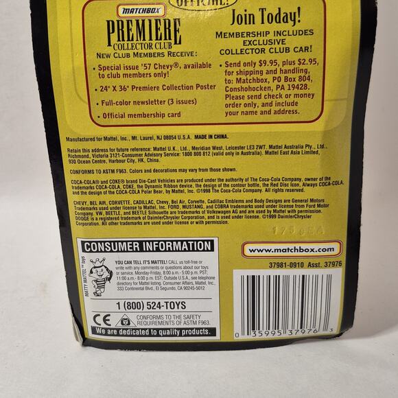 Vintage Matchbox Collectibles Coca Cola 1955 Chevy Bel Air Hardtop 1/64 Diecast - Picture 8 of 10